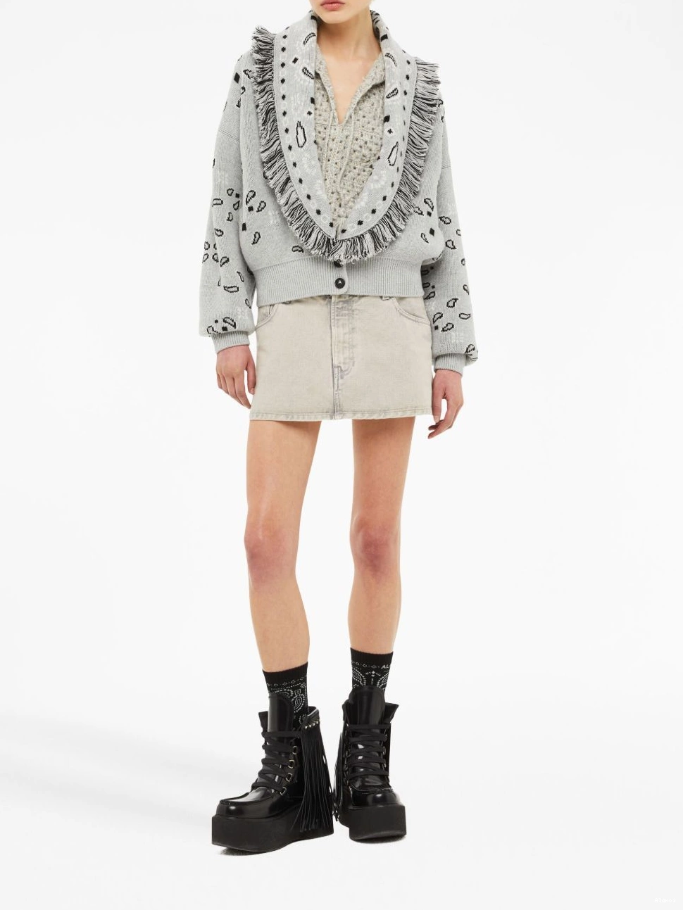 Cheap Jacquard Bandana Women fringed Alanui cardi-bomber 0731